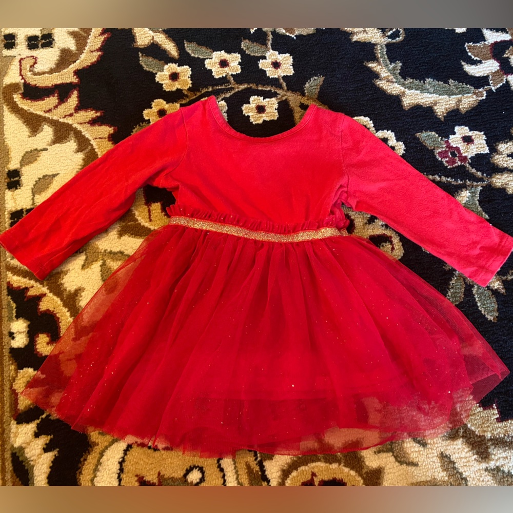 Cat & Jack Red Glitter Kids Dress,18m